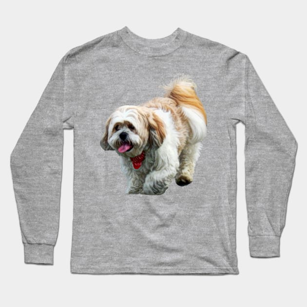 Shih Tzu Walking Long Sleeve T-Shirt by SusanSavad